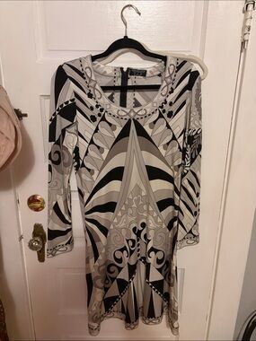 Vintage Averardo Bessi Geometric Print Long Sleeve Dress size 8